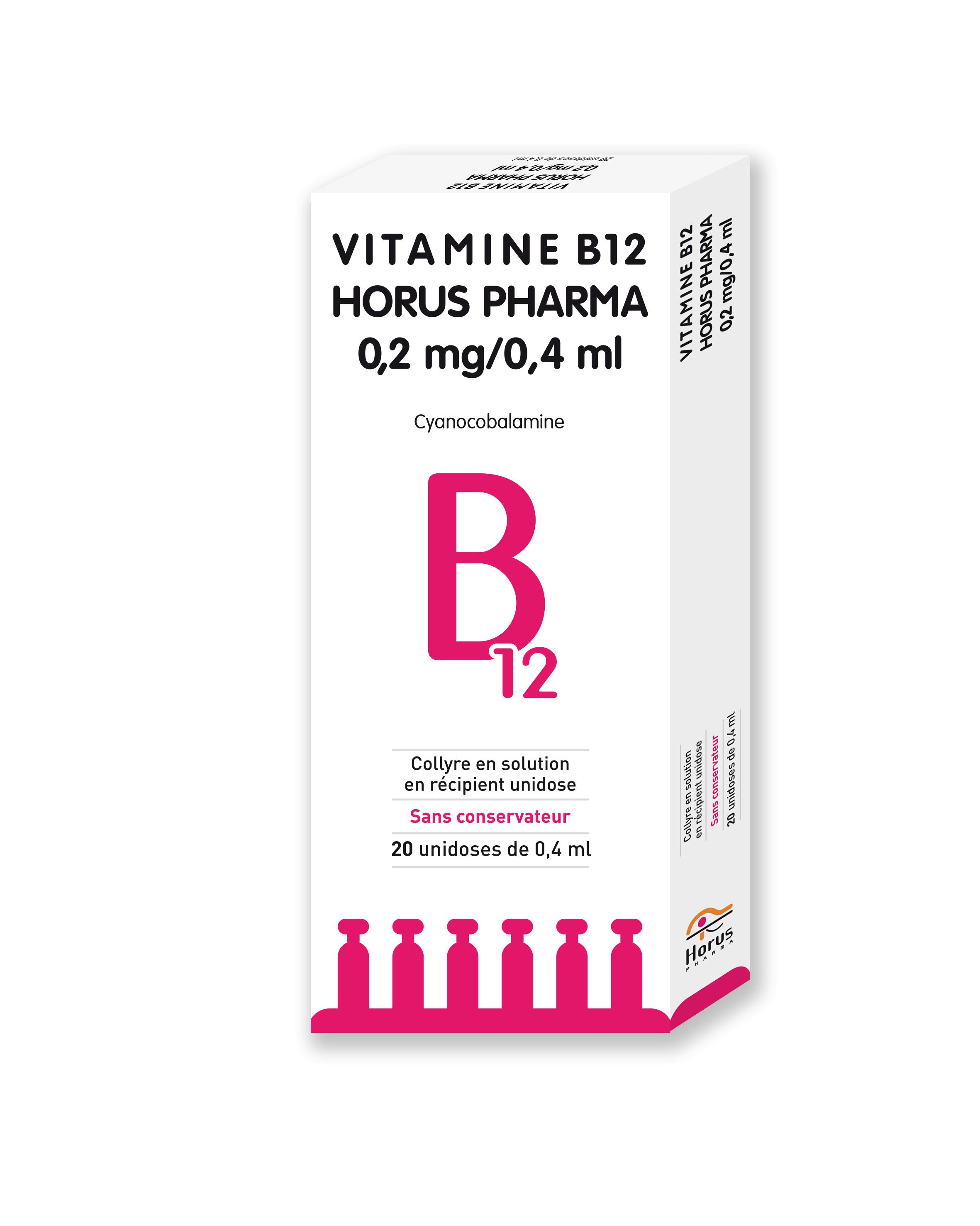 Photo de conditionnement <span class='vidalbox-gamme-product'>(VITAMINE B12 HORUS PHARMA 0,2 mg/0,4 ml collyre sol en récipient unidose)</span>