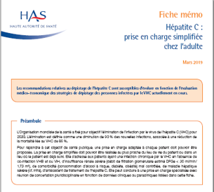 HAS : prise en charge simplifiée de l’hépatite C chez l’adulte 