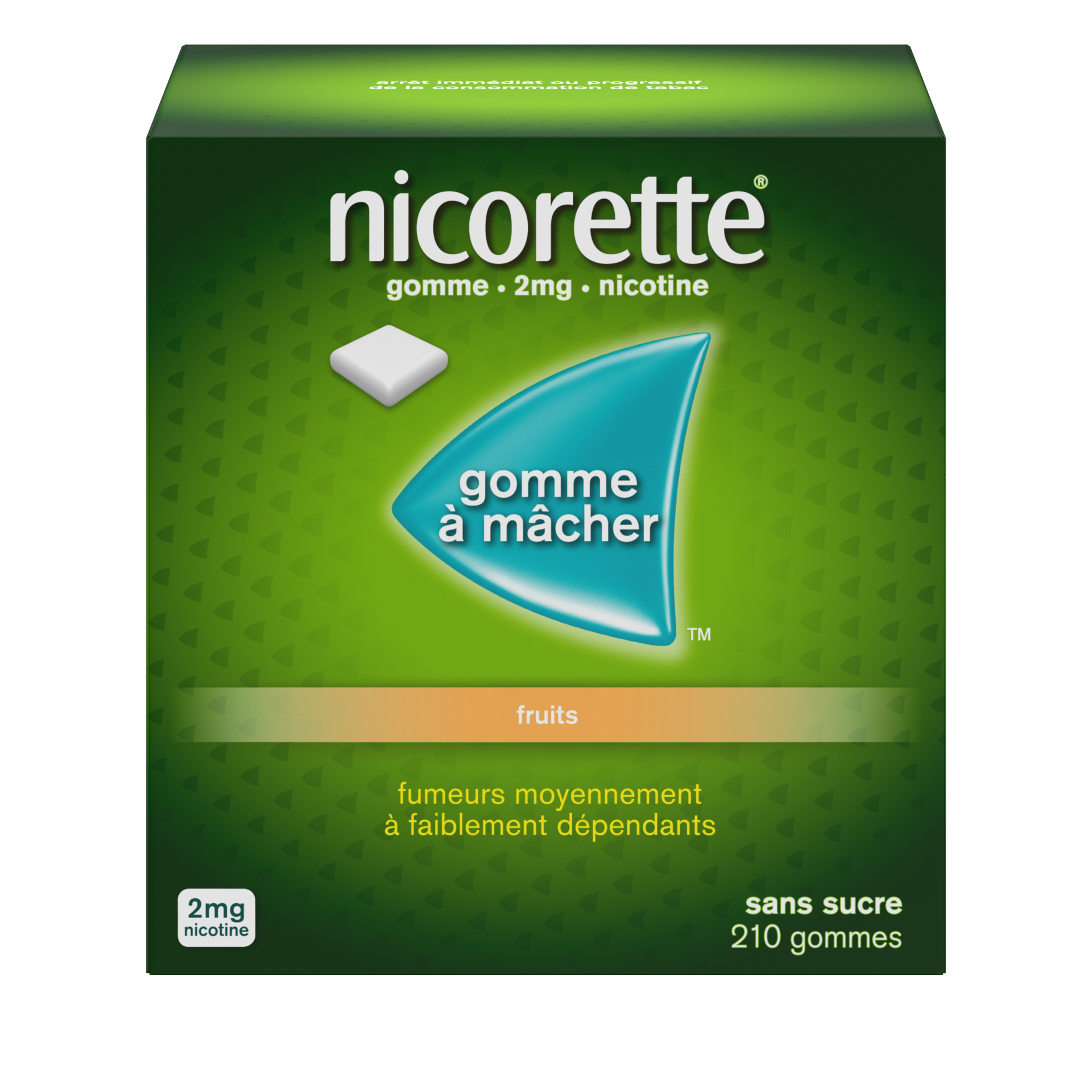 Photo de conditionnement <span class='vidalbox-gamme-product'>(NICORETTE 2 mg gomm mâcher médic sans sucre fruits)</span>