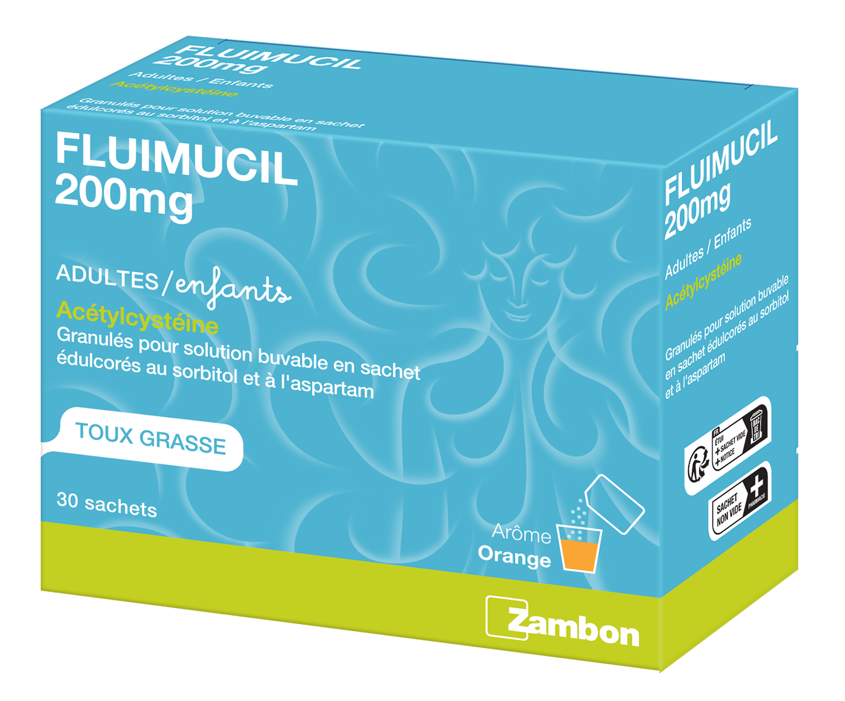 Photo de conditionnement <span class='vidalbox-gamme-product'>(FLUIMUCIL 200 mg glé p sol buv sach édulcorée au sorbitol et à l'aspartam)</span>