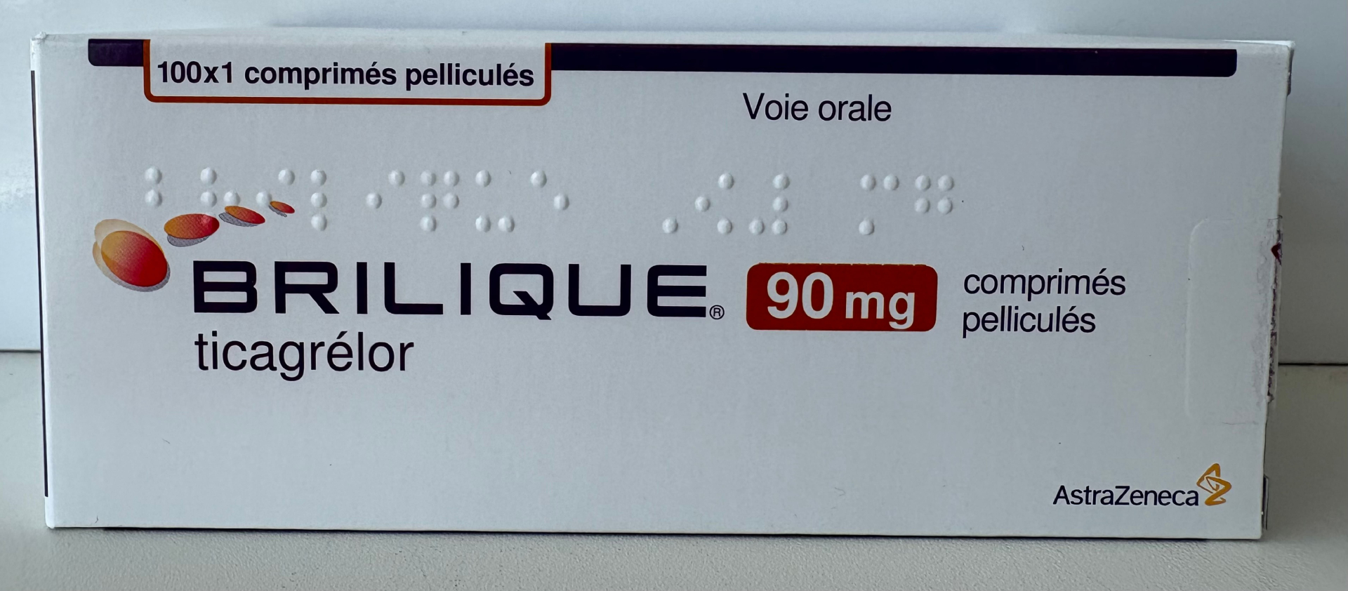 Photo de conditionnement <span class='vidalbox-gamme-product'>(BRILIQUE 90 mg cp pellic)</span>
