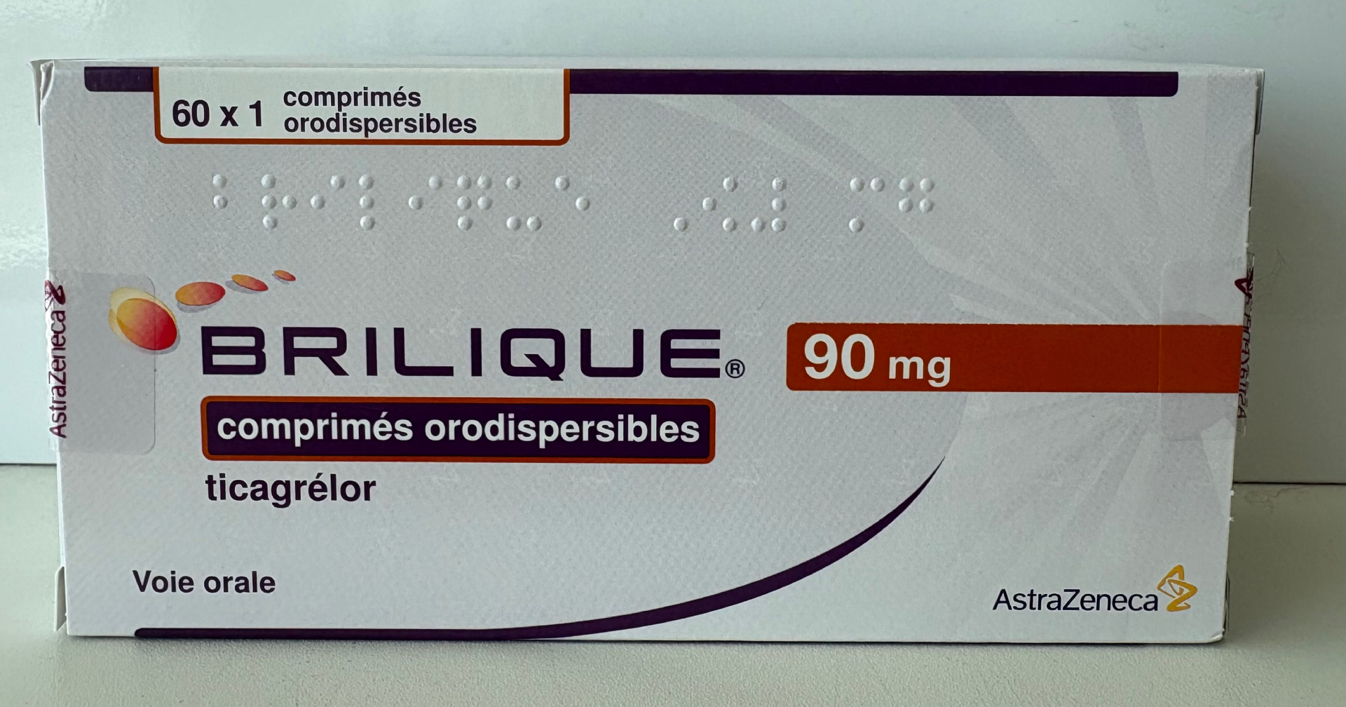 Photo de conditionnement <span class='vidalbox-gamme-product'>(BRILIQUE 90 mg cp orodispers)</span>